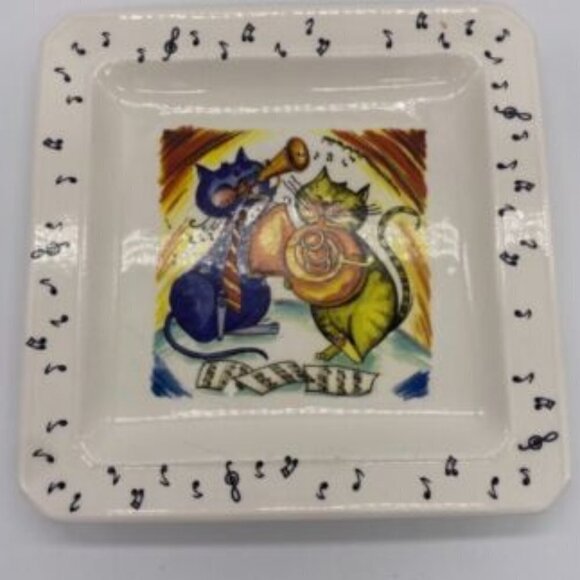 Musical Cat Cheese Plate ITALY - Picture 1 of 2